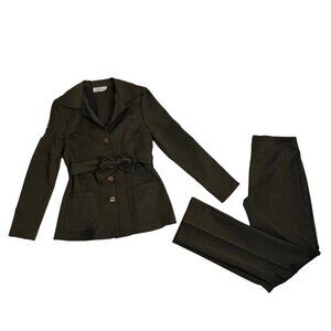 Stella Women's suit S brown green 2 piece blazer pants button down